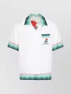 Casablanca Convertible-collar Printed Silk-twill Shirt In White