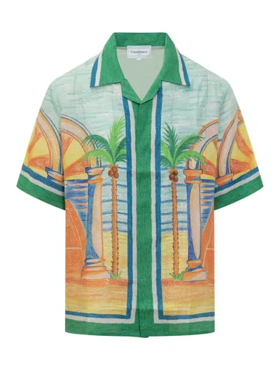 Casablanca Cuban Collar Ss Shirt In Multicolor