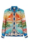 Casablanca Tennis Club Convertible-collar Printed Silk-twill Shirt In Multi