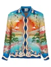 Casablanca Tennis Club Convertible-collar Printed Silk-twill Shirt In Multi