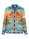 Casablanca Tennis Club Convertible-collar Printed Silk-twill Shirt In Multi