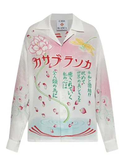 Casablanca Cuban Ls Collar Tee Shirt In Multi