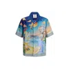 Casablanca Cuban Short Sleeve Silk Shirt In Multi