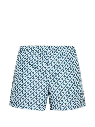 Casablanca Cubist Cc Monogram Swim Shorts In Blue