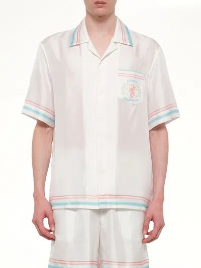 Casablanca Men White Relaxed Embroidered Shirt, M Luxury For Men Darveys