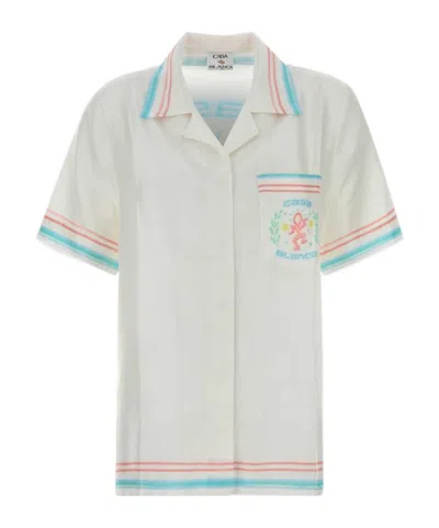 Casablanca Dance Joy Cuban-collar Shirt In White