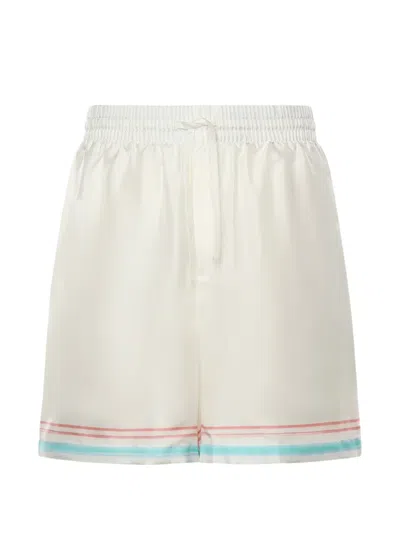 Casablanca Dance Joy Pocket-detail Drawstring Silk Shorts In White
