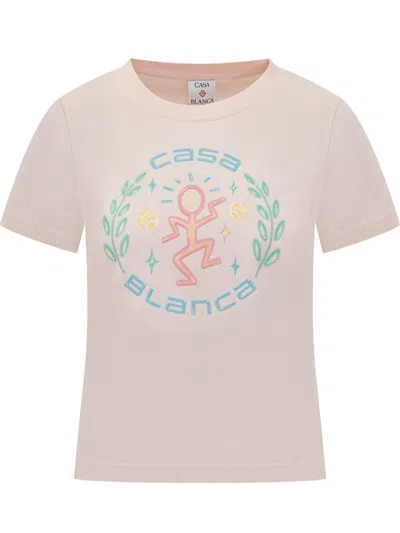 Casablanca Dance Joy Graphic Cotton Crewneck T-shirt In Pink