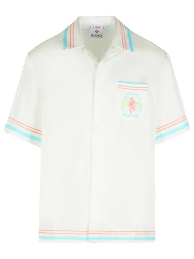 CASABLANCA CASABLANCA 'DANCE JOY' WHITE SILK SHIRT MEN