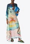 Casablanca Danse De La Mer Printed Kaftan In Multicolor