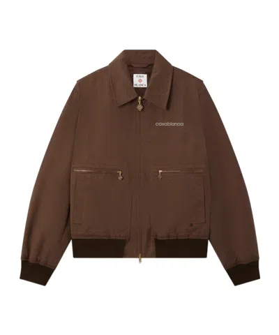Casablanca Monogram Cotton Blouson Shirt Jacket In Brown