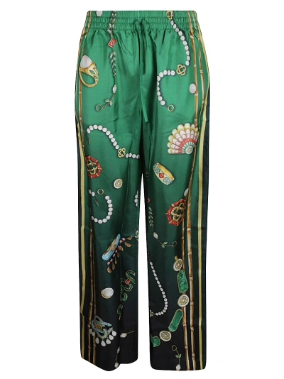 Casablanca Day Pajama Trousers In La Boite A Bijoux Print Green