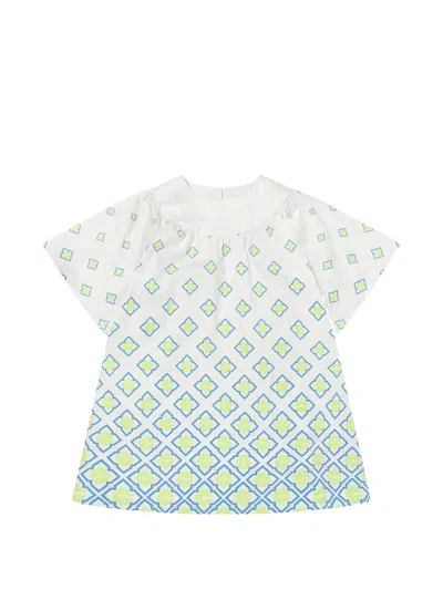 Casablanca Kids' Degrade Monogram Printed Dress In Blue