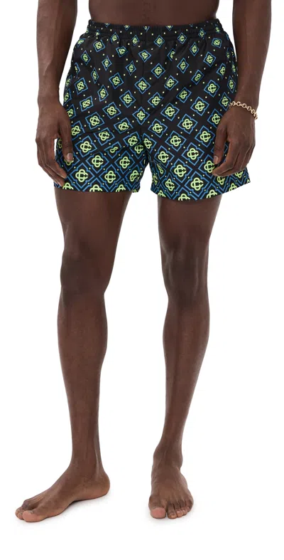 Casablanca Degrade Monogram Printed Swim Shorts Black In Multi