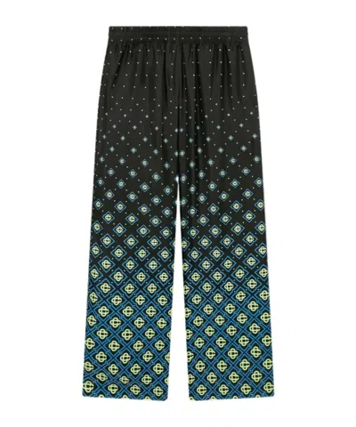 Casablanca Degrade Monogram Silk Trousers In Multi