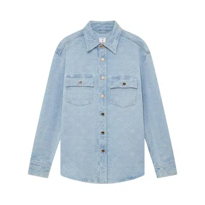 Pre-owned Casablanca Denim Monogram Shirt 'blue' | Men's Size S