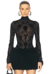 Casablanca Devore Bodysuit In Black