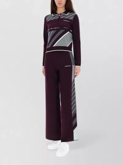 Casablanca Diagonal Tennis Knit Polo Long Sleeves In Black