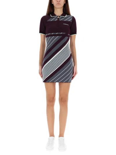 Casablanca Diagonal Tennis Merino Polo Dress In Purple