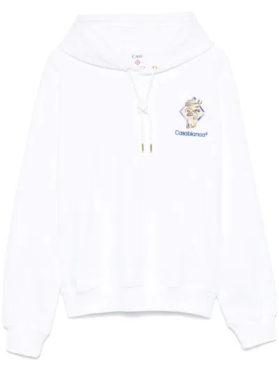 Casablanca Diamond Column Hooded Sweatshirt In White