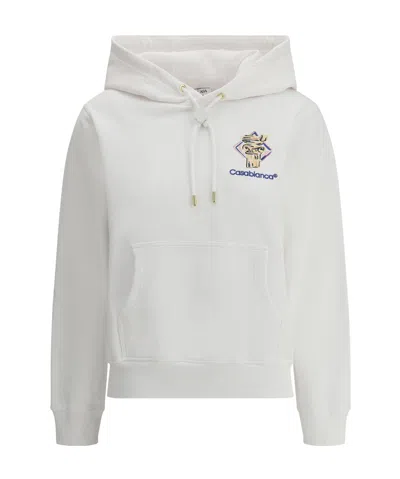 Casablanca Diamond Detail Embroidered Hoodie In White