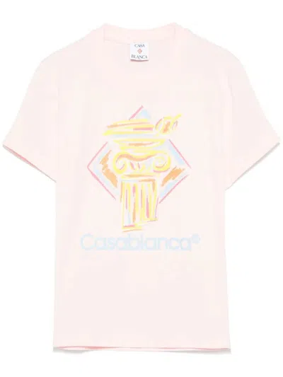 CASABLANCA DIAMOND COLUMN PRINTED FITTED T-SHIRT,HP28JK122
