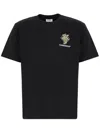Casablanca Black Crewneck T-shirt With Logo Detail On The Front And Maxi Logo Print On The Rear In 黑色