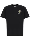 Casablanca Black Crewneck T-shirt With Logo Detail On The Front And Maxi Logo Print On The Rear In Black