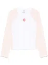 Casablanca Crewneck Logo Top With Long Raglan Sleeves In White