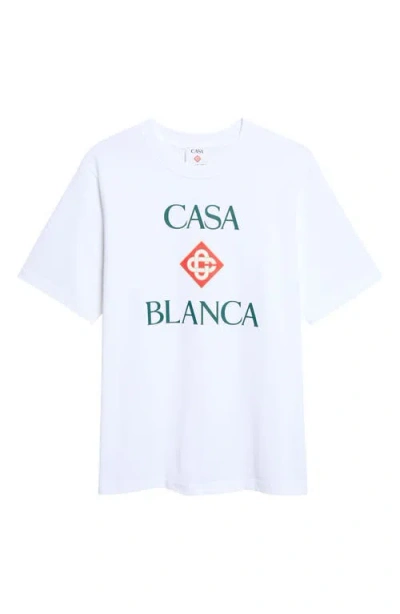 Casablanca Short-sleeve T-shirt With Bold Front Print And Classic Neckline In White