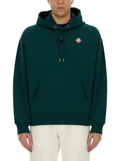 Casablanca Diamond Logo Hooded Sweatshirt In Green