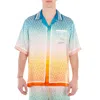 Casablanca Diamond Monogram Degrade Silk Shirt In Blue