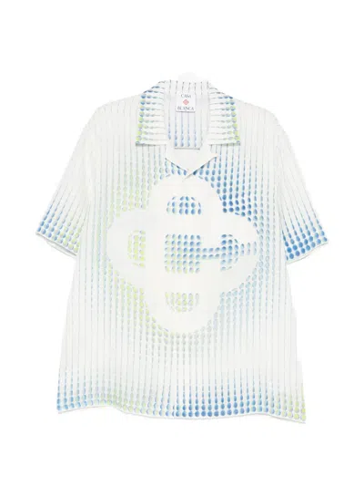 Casablanca Dots Cuban-collar Graphic Shirt In Blue