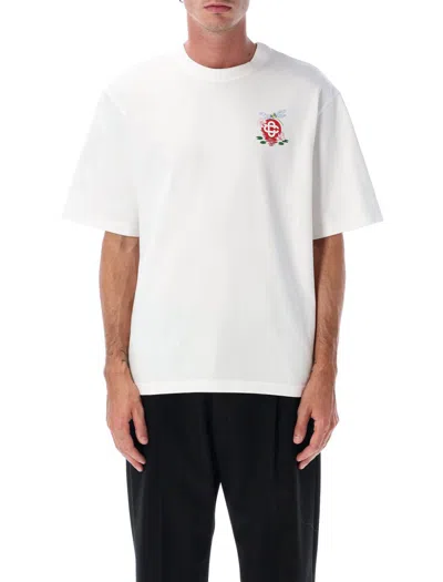 CASABLANCA CASABLANCA WHITE DRAGONFLY FLORAL OVERSIZED T-SHIRT