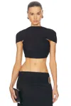 Casablanca Crepe Jersey Draped Crop Top Black In Black