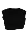 Casablanca Crepe Jersey Draped Crop Top Black In Black