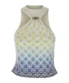 Casablanca Printed Draped Monogram Draped Top In White