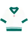 Casablanca Tennis-inspired Draped Cropped Top In White