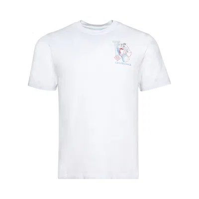 Pre-owned Casablanca Drawing Lab Screen Printed T-shirt 'tennis Play In Progress' | White | Men's Size Xxl