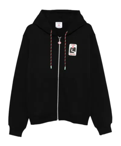 Casablanca Drawstring Hooded Sweatshirt In Black