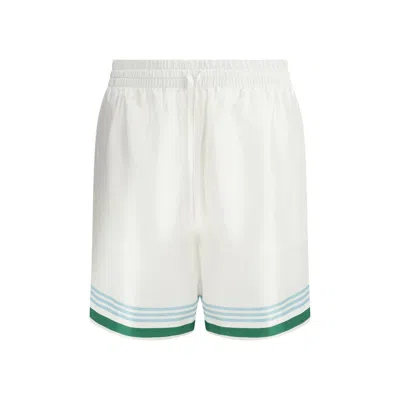Casablanca Le Jeu Colore Silk Shorts In White