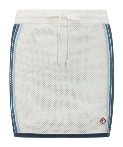 Casablanca Chic Mini Skirt With Unique Illustrative Detail In White