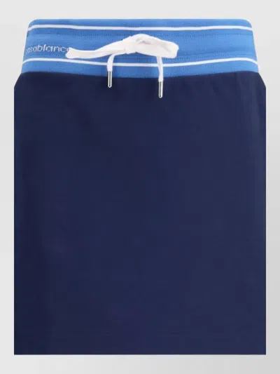 Casablanca Drawstring Mini Skirt Contrast Piping Panels In Blue