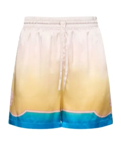 Casablanca "colorful Silk Bermuda Shorts Set In Neutro