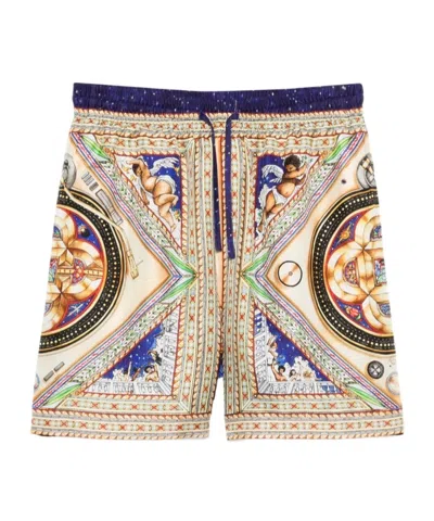 Casablanca Silk Knee Length Shorts Take Me To Church In Multi