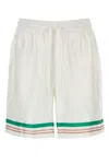 Casablanca Mens Casa Way Graphic-print Drawstring Silk Shorts In White