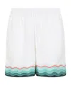 Casablanca Silk Twill Drawstring Shorts With Graphic Print In White