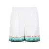 Casablanca Silk Twill Drawstring Shorts With Graphic Print In White