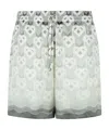 Casablanca Silk Bermuda Shorts Geometric Pattern In White