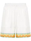 Casablanca Drawstring Silk Shorts In White
